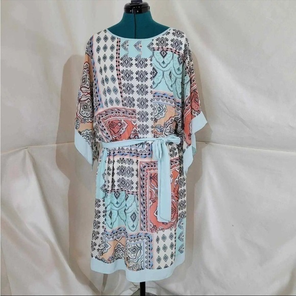 DB Established 1962 Teal and Coral Imitation Patchwork Shift Dress Size 10 - Picture 1 of 11